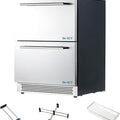 Albott 24 Inch Under Counter Drawer Fridge – Stainless Steel Beverage Refrigerator with Dual Drawers, LED Touch Control, Adjustable Storage, Frost-Free, Low Noise, 34-72℉, for Indoor or Outdoor Use