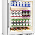 Beverage Refrigerator 24 Inch Drink Fridge, Beer Fridge, 150 Cans Beverage Cooler, Under Counter Refrigerator, Drink Cooler Undercounter Outdoor Refrigerators, Single Glass Door Bar Fridge