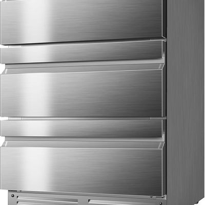 24 Inch Upgraded Three-Drawer Beverage Fridge, Weather Proof Outdoor Stainless Steel Beverage Refrigerator, Under Counter Built-in Beverage Cooler for Home & Commercial Use